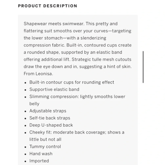 NWOT Leonisa floral mesh compression shapewear one piece swim suit 15019 - Picture 5 of 11